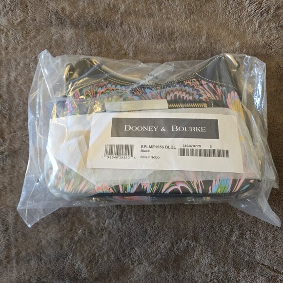 Dooney & Bourke Plumes Small Hobo Shoulder Bag Black Multi NWT Rare Coat Canvas - Picture 5 of 16